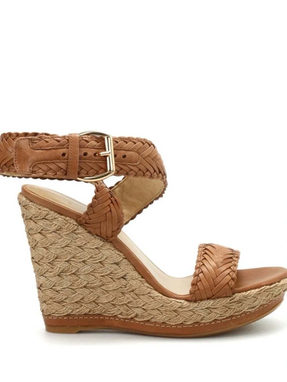 Stuart Weitzman Tan Braided Wedge Sandals - Picture 1 of 9
